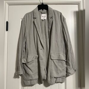 Madewell Breezewoven Larsen Blazer Linen Pale Sage Green Womens Size Small